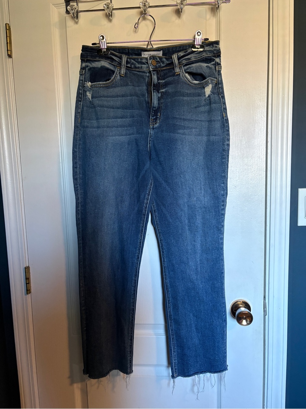 Flying Monkey Women's Mid-Blue High-Rise Straight Leg Jeans